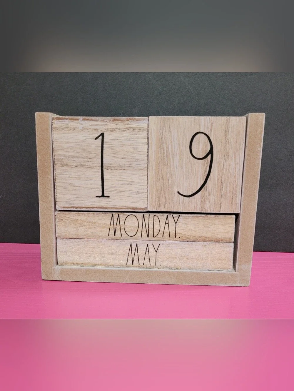 Rae Dunn Wooden Perpetual Desk Calendar - Natural (1221)